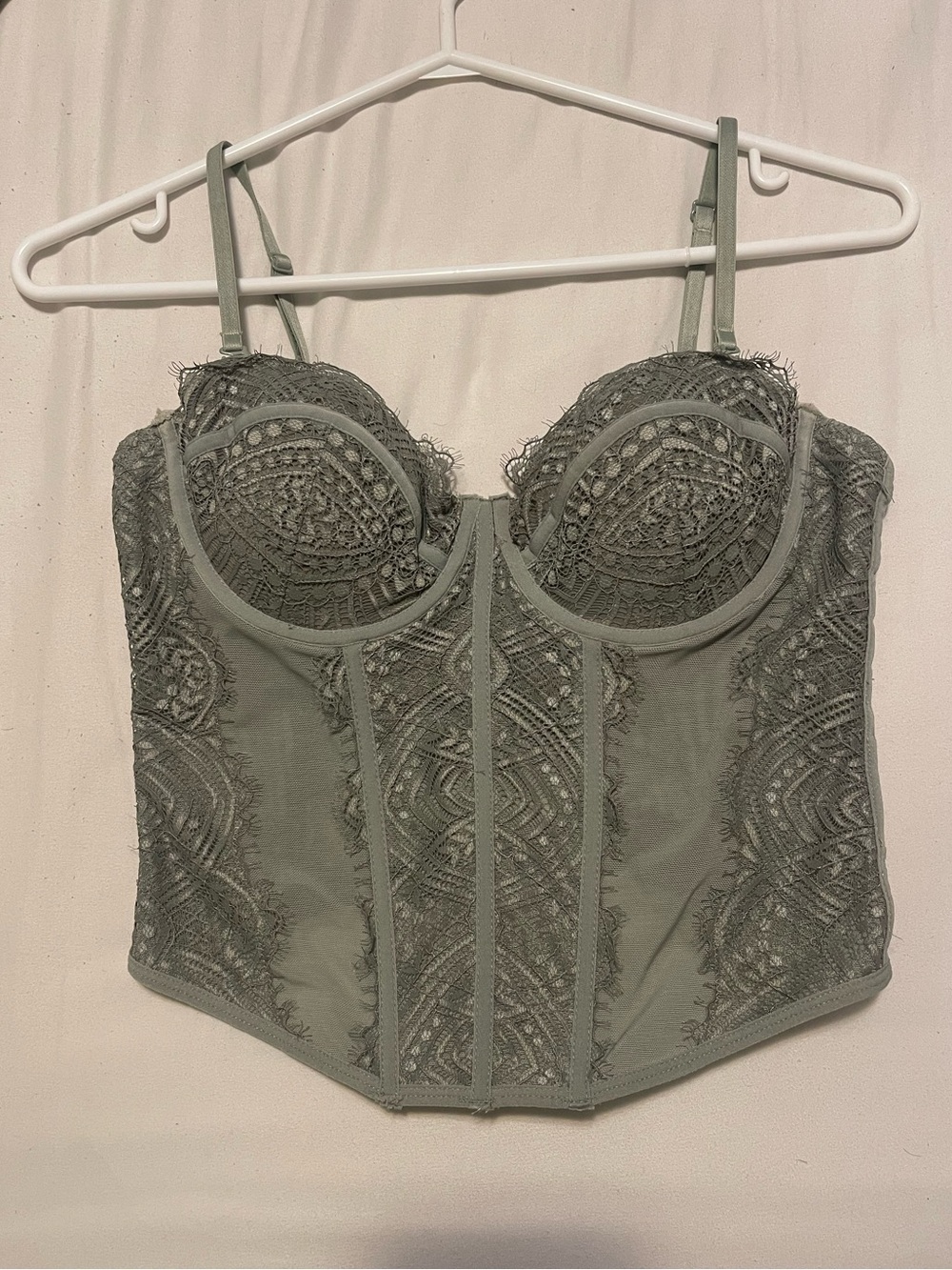 Garage Lace Bustier Top - Sage Green
